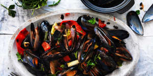 Kylie Kwong's stir-fried mussels.