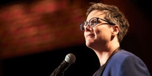 It's just Hannah Gadsby,a microphone and a glass of water in Nanette.