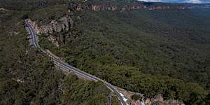 The section of the Great Western Highway which is threatening to collapse.