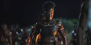 Viola Davis as warrior Nanisca in The Woman King.