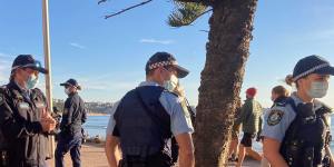 NSW Police on patrol at Manly Beach. 