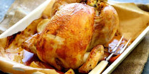 Use up leftover bread with a classic roast chicken with bread and butter stuffing.