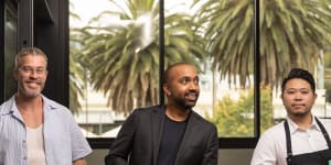 The Saint team,from left,James D Field,Mrinal Beekarry and Gary Lai,are a welcome addition to down-at-heel Fitzroy Street.