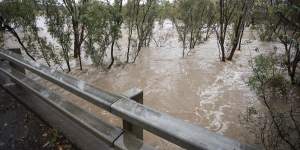 The Goulburn River pictured at Hilldene rose rapidly due to the downpour on Monday. 