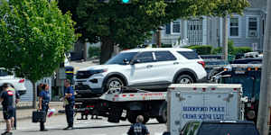 A vehicle was removed from the scene of the fatal shooting in Biddeford,Maine.