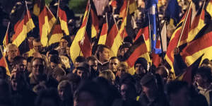Thousands of people take part during a demonstration initiated by the Alternative for Germany (AfD) party against what they call the uncontrolled immigration and asylum abuse in Erfurt,central Germany.