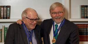 Kevin Rudd presented an Australian honour to John Gorman in August.