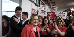 Jacinta Allan arrives at Labor’s election night bash.