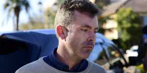 Nick Warby leaves Hornsby Local Court in Sydney.