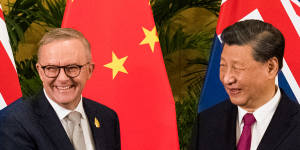Australian Prime Minister Anthony Albanese meeting President Xi Jinping on Tuesday.