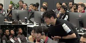 Flight controllers in Tokyo wait for a signal from the company’s Hakuto spacecraft after a landing attempt on the surface of the moon.