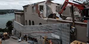 Demolition under way on Thursday at Rose Bay’s Villa Florida.