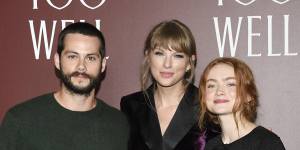 Writer-director Taylor Swift,centre,with Dylan O’Brien and Sadie Sink,the stars of her short film All Too Well.