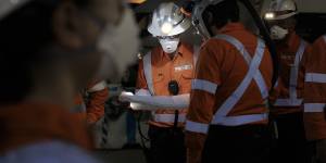 Workers in the Rozelle interchange.