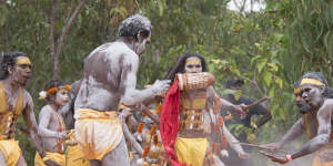 A ceremonial dance marks the start of the Garma Festival in northeast Arnhem Land on Friday.