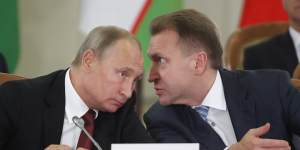 Vladimir Putin,left,and Russian First Deputy PM Igor Shuvalov.