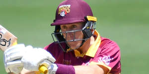 Marnus Labuschagne of the Bulls in action during the Marsh One Day Cup match against South Australia at the Gabba on Wednesday.