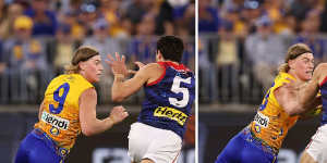 Melbourne superstar Christian Petracca learns you don’t argue with Harley Reid.