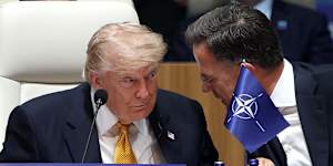 Trump speaks to NATO Secretary General Mark Rutte at the Ankara summit. 