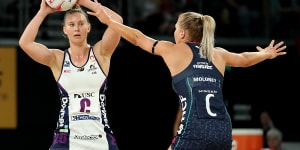 Mahalia Cassidy of the Sunshine Coast Lightning in action during the round two Super Netball contest against the Melbourne Vixens at John Cain Arena.