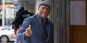 Former rugby league and rugby union star Wendell Sailor arrives at Downing Centre Local Court.