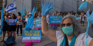 Protests against annexation of the Jordan Valley in the Israeli city of Tel Aviv in June. 