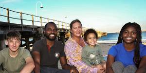 Dodzi Kpodo with,from left,his stepson Chaice,wife Alecia,son Louis and sister Lois. 
