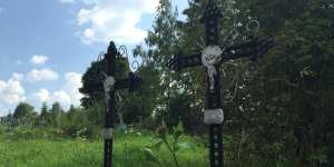 Dmytryshchak family graves at a churchyard in Oporets.