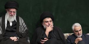 Supreme Leader Ayatollah Ali Khamenei,left,Iraqi Shiite cleric Muqtada al-Sadr,centre,and commander of Iran's Quds Force,Qassem Soleimani attend a mourning ceremony in September.