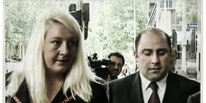 Barrister Nicola Gobbo with Tony Mokbel outside court in 2004.