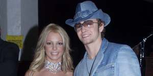 Britney Spears and Justin Timberlake in all denim at the 2001 American Music Awards.