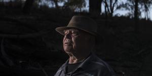 George Riley,chair of the Warren Macquarie Local Aboriginal Lands Council,stands in the Beemunnel Reserve where he swam and played as a child.