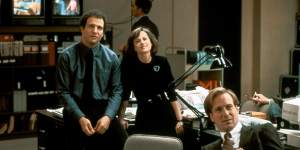 Albert Brooks,Holly Hunter and William Hurt in 1987’s Broadcast News,which redefined “the Devil” as an attractive,insidious promoter of “flash over substance”.