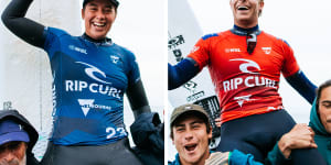 ‘In honour of her’:Ewing wins Rip Curl Pro 40 years after his mum;Wright defends women’s title