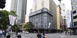 The building on the corner of Castlereagh and Park streets will be demolished for the new Pitt Street station.