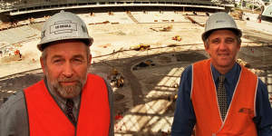 Ed Obiala during construction of Olympic Stadium,now ANZ,in 1998.