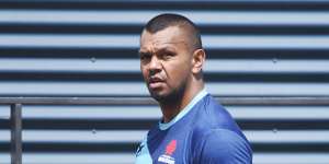 Kurtley Beale at training on Monday. NSW coaches revealed his hand in the Waratahs'player driven overhaul. 