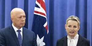 The new Liberal leadership team of Peter Dutton and Sussan Ley address the media.