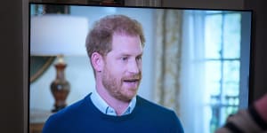 Prince Harry during his interview on Britain’s ITV,filmed at his California home.