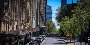 The empty Melbourne CBD during the city’s sixth lockdown as people worked from home.
