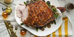 Christmas ham with negroni glaze.