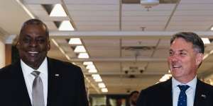 Defence Minister Richard Marles with US Secretary of Defence Lloyd Austin in Washington.