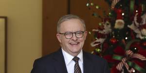 A happy Anthony Albanese on Friday morning,after passing 31 pieces of legislation through the Senate on a single day on Thursday.