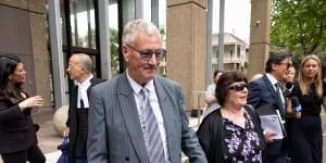 Bill Spedding leaves court on Thursday with his wife.