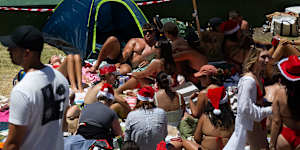 Expats crowd at Bronte Beach on Christmas Day,2024. 