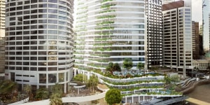 An artist’s impression of the office tower planned for 135 Eagle Street,Brisbane.