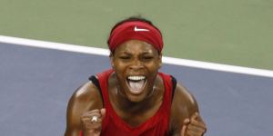 Williams celebrates at the US Open.