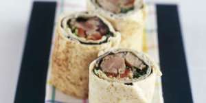 Pita wrap with nori,tuna and wasabi dressing