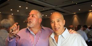 Mick Gatto and Charlie Teo at a fundraiser.