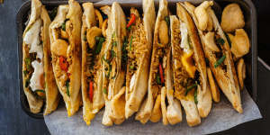 Carbo-loading:Fried rice-filled jaffles.